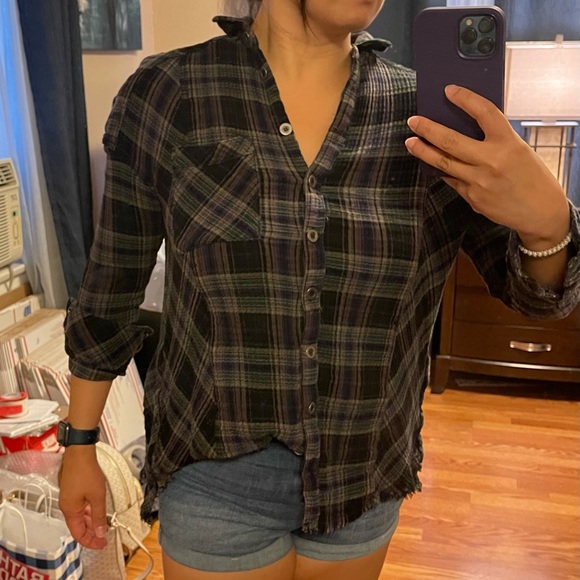 Free People Tops - Free People Oversized Flannel shirt